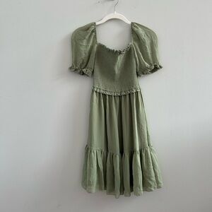 ARITZIA Wilfred Laken green mini dress